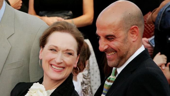 Meryl Streep and Stanley Tucci attending the premiere of The Devil Wears Prada in Deauville, France, 2006.