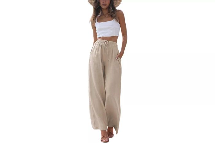Cotton-Linen Palazzo Trousers