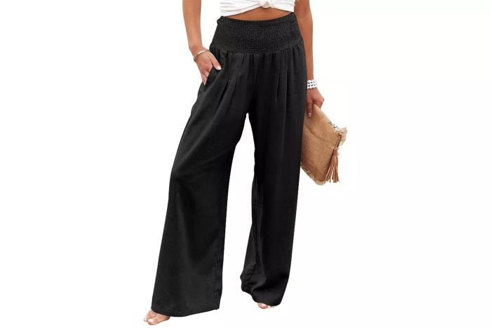 Amazon ANRABESS Women's Linen Palazzo Pants – Summer Boho Wide-Leg High-Waist Casual Lounge Trousers with Pockets