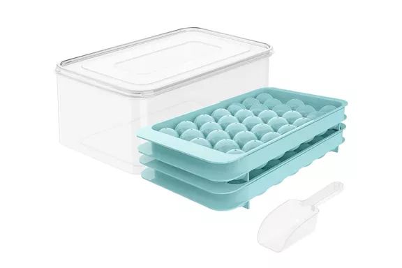 Amazon Prime Day Round Ice Cube Tray with Lid & Bin Ice Ball Maker Mold for Freezer with Container Mini Circle Ice Cube Tray Making 66PCS Sphere Ice Chilling Cocktail...