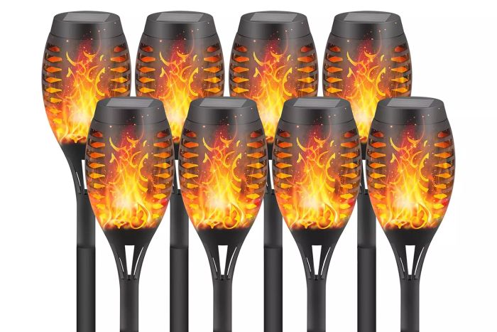 FAISHILAN 8 Pack Solar Flickering Flame Torch