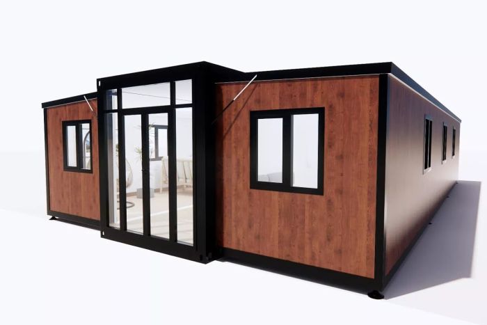 Feekercn 40FT Tiny House designed for comfortable living, featuring 3 bedrooms, 1 fully equipped bathroom, and a kitchen. This prefabricated container home, built with a sturdy steel frame, is ideal for adult living and offers the convenience of a foldable, mobile design.