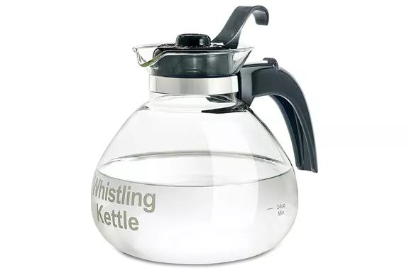 Medelco Café Brew 12-Cup Glass Stovetop Whistling Kettle