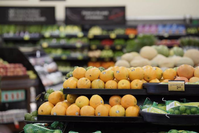 Produce section at a supermarket