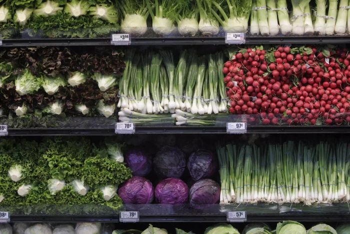 Fresh produce beautifully arranged at H-E-B