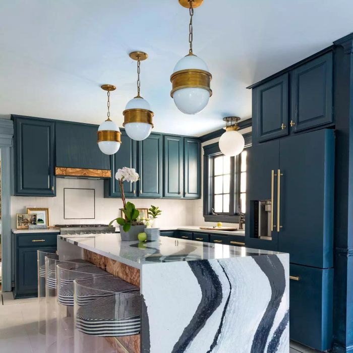 stripey marble waterfall countertop
