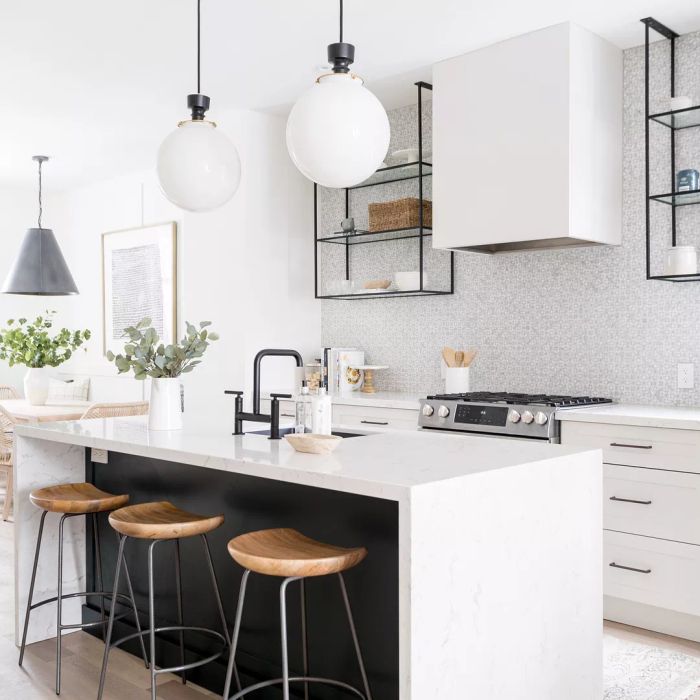 white waterfall countertop