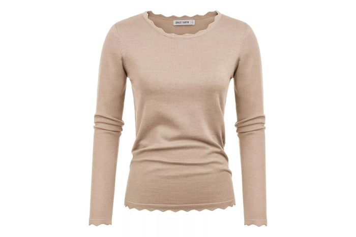 Amazon Grace Karin Women's High Stretchy Long Sleeve Pullover Sweater