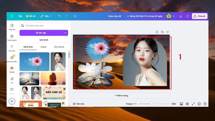 Kết hợp nhiều khung và hiệu ứng phức tạp để tạo nên thiết kế ấn tượng trên Canva