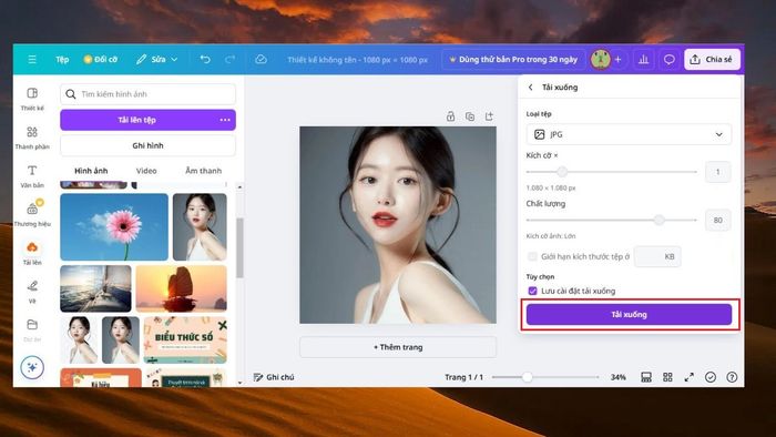 Xem ảnh ở kích thước thực tế sau khi đã cắt xong ảnh