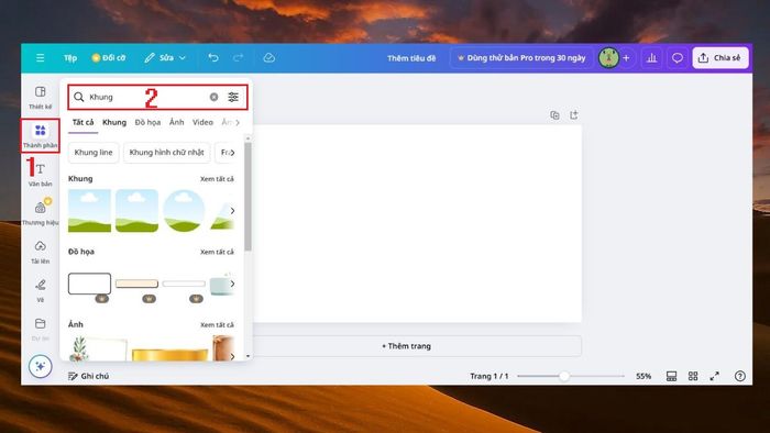 Sử dụng khung cơ bản để cắt ảnh trên Canva hiệu quả