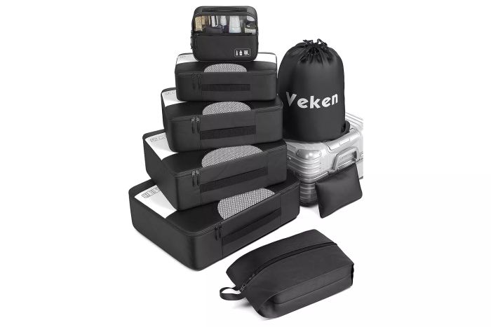Amazon Veken 8-Piece Packing Cubes for Suitcases, Travel Organizers for Carry-On Luggage