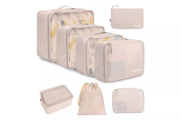 BAGAIL 8-Piece Packing Cubes Set for Luggage and Travel Accessories in Cream