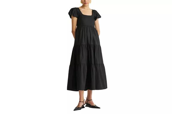 Madewell Reistor Puff Sleeve Tiered Maxi Dress