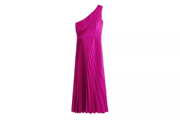 Abercrombie & Fitch The A&F Giselle Pleated One-Shoulder Maxi Dress