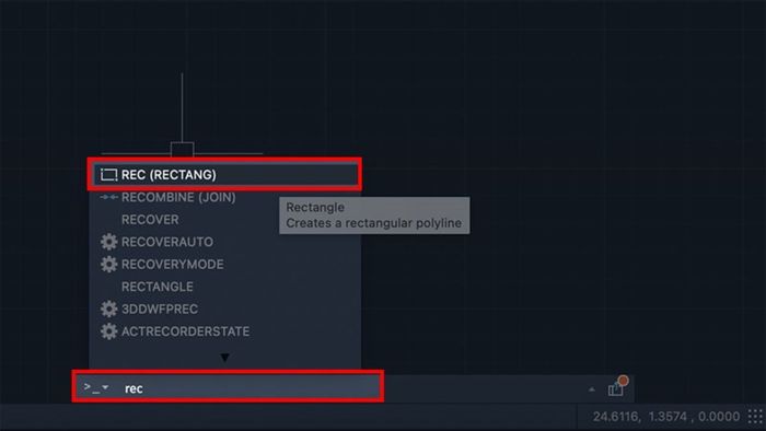 vẽ hình chữ nhật autocad