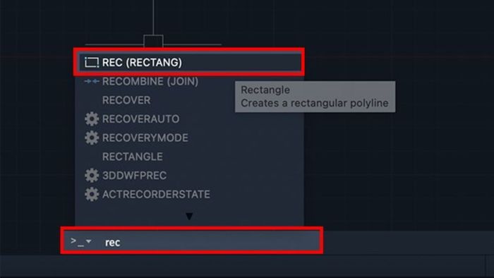 vẽ hình chữ nhật autocad