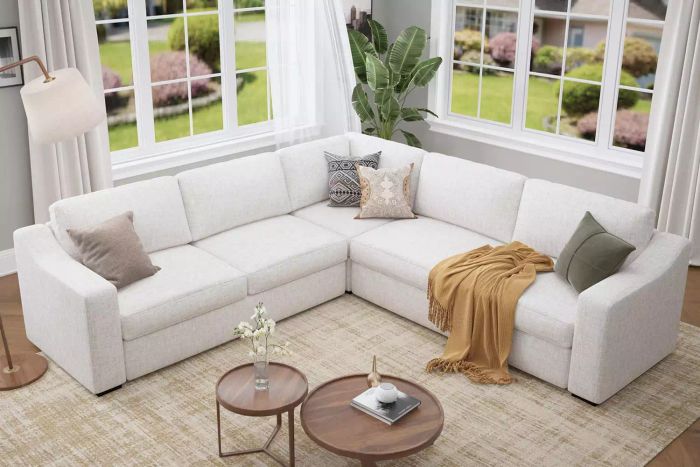 L Shaped Sectional Sofa with Detachable Sofa Cover,