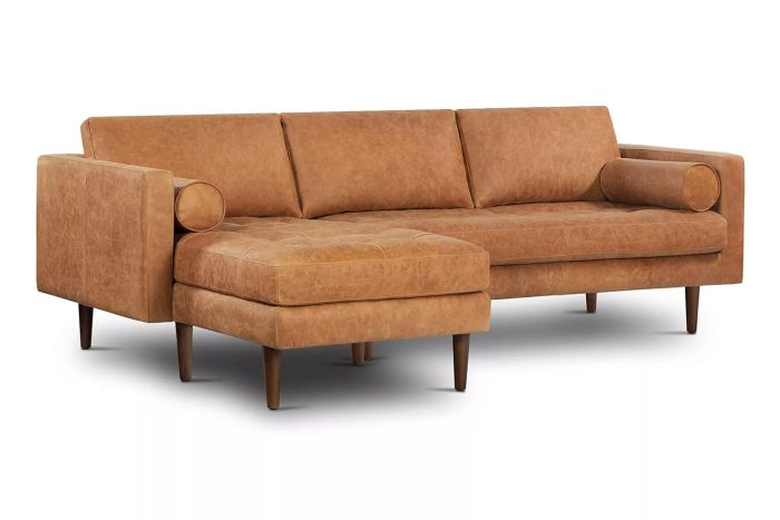 POLY & BARK Napa Leather Couch – Left-Facing Sectional Full Grain