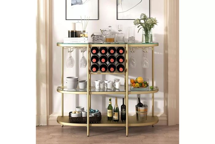 O&K Furniture Bar Table with Wine Racks