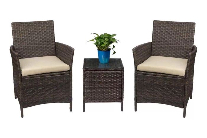 Amazon Devoko Patio Porch Furniture Set 3 Pieces PE Rattan Wicker Chairs with Table
