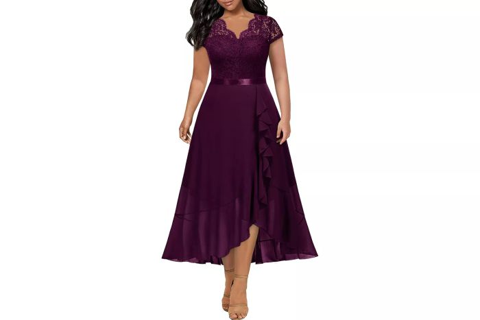 Miusol Plus Size V Neck Elegant Floral Lace Maxi Dress, a stylish and sophisticated dress with a flattering V-neck and floral lace design.