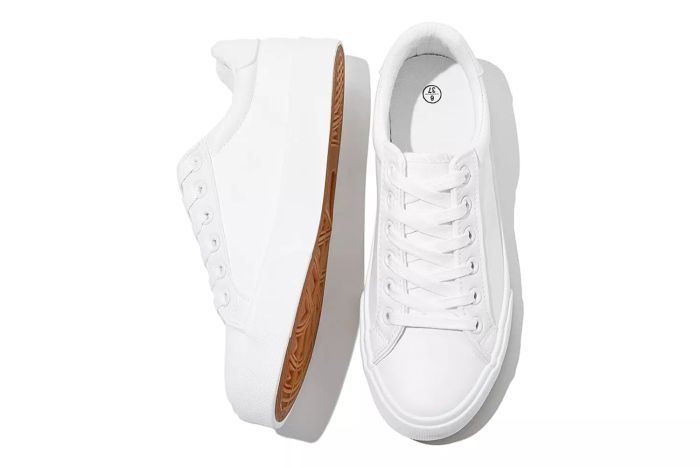 SERNIAL Womens White Tennis Shoes PU Leather Sneakers