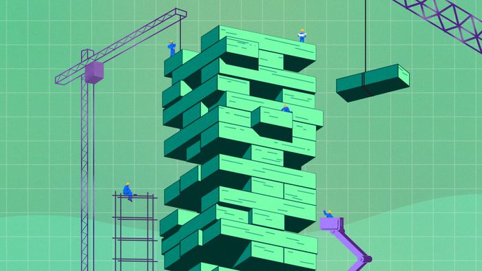 Depiction of stacked building blocks.