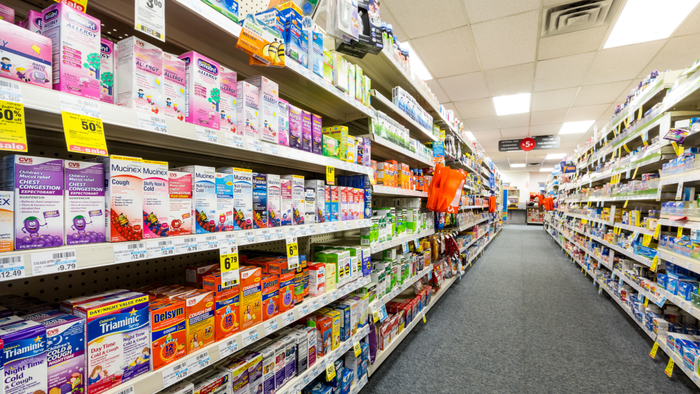 An empty shelf at the drugstore