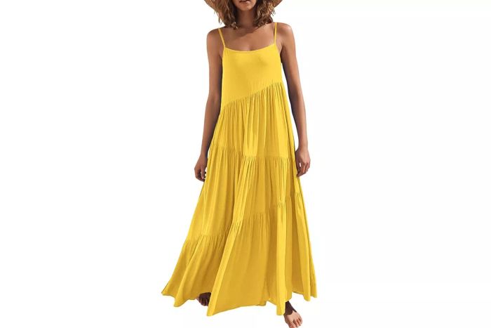 ANRABESS Women Summer Casual Loose Sleeveless Sundress Spaghetti Strap Dress