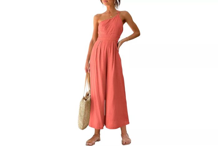ANRABESS Women's Summer Straps One Shoulder High Waist Casual Jumpsuit