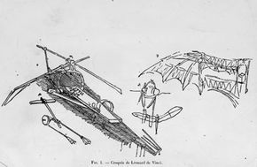 A drawing of Leonardo da Vinci's ornithopter.