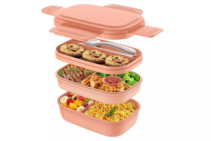 Bento Box Adult Lunch Container, 3 Stackable Sections for Lunch