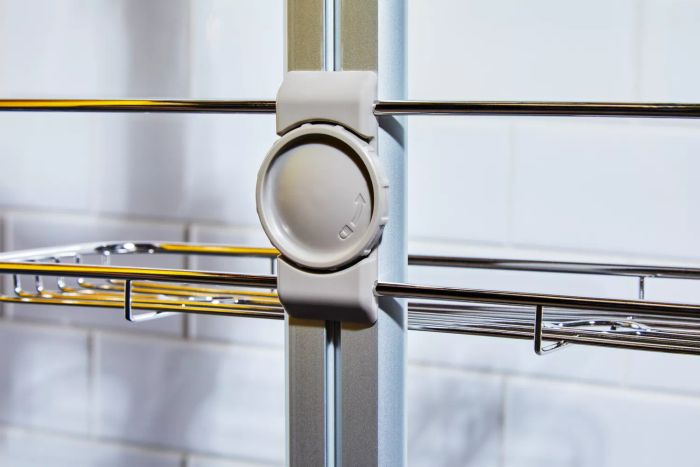 A detailed close-up view of the simplehuman Shower Caddy