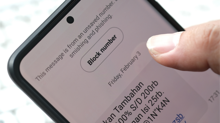 An image of the 'block number' screen on an Android smartphone