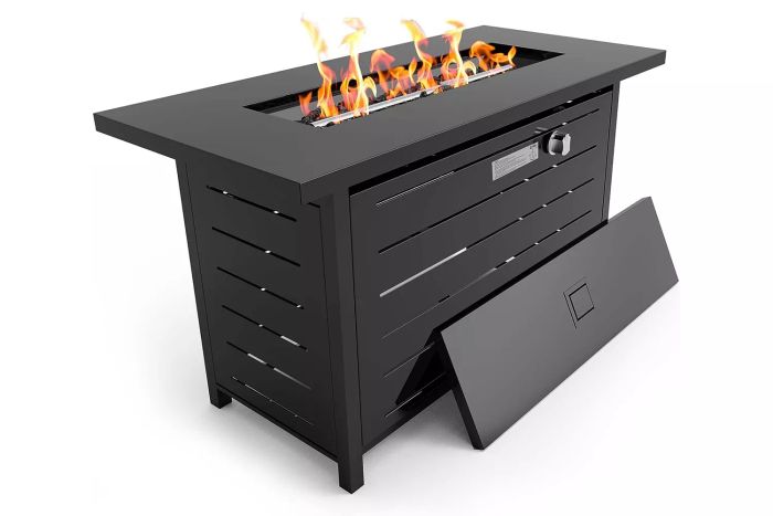Amazon Ciays 42 Inch Gas Fire Pit Table, 50,000 BTU Propane Pits for Outside with Steel Lid and Lava Rock, 2 in 1 Firepit Table Gatherings Parties on Patio Deck Garden Backyard