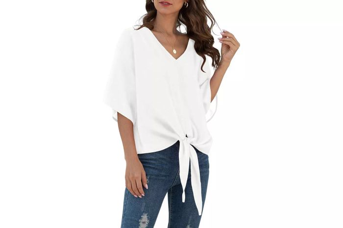 VIISHOW Tie-Front Chiffon Blouse