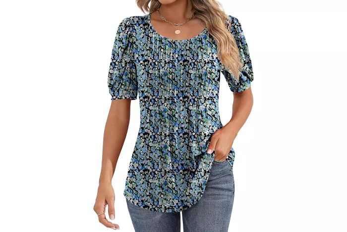 Ficerd Puff Short-Sleeve Tunic Blouse