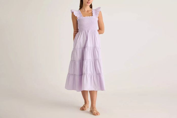 Quince 100% Organic Cotton Smocked Midi Dress