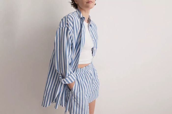 Madewell The Signature Poplin Oversized Shirt in Springy Stripe
