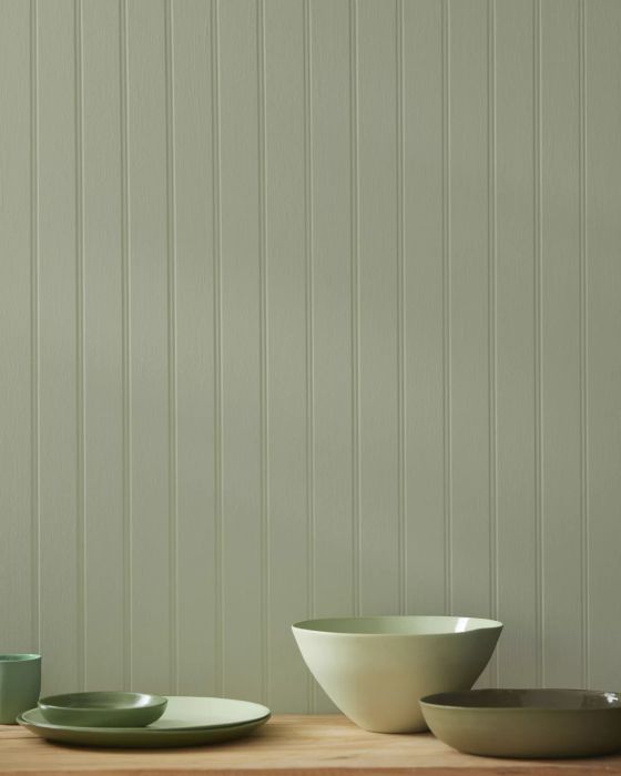 Louisburg Green paint color applied to beadboard
