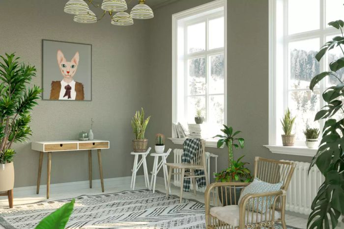 living room adorned in sage green