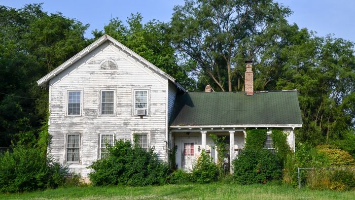 Aged and weathered wooden farmhouse