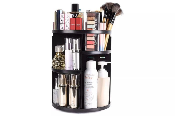Amazon Sanipoe 360 Rotating Makeup Organizer, DIY Adjustable Makeup Carousel Spinning Holder