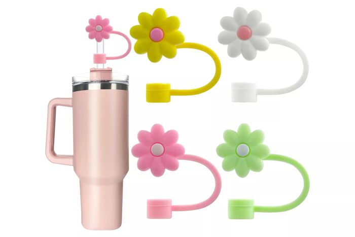4 Pcs 0.4in/10mm Diameter Silicone Straw Covers Cap