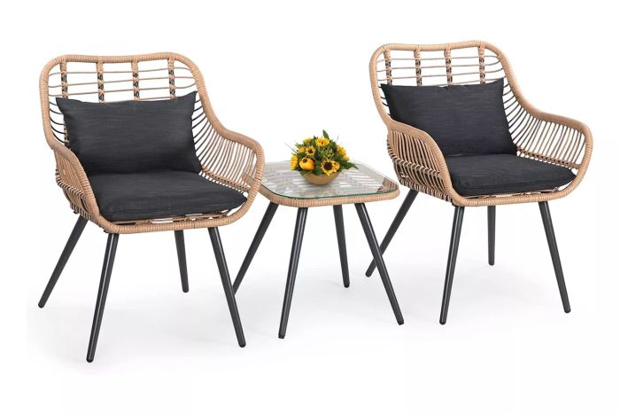 Amazon Verano Garden 3 Piece Patio Bistro Set, Outdoor Wicker