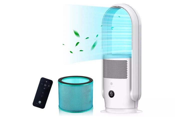 ULTTY Bladeless Tower Fan with Integrated Air Purifier