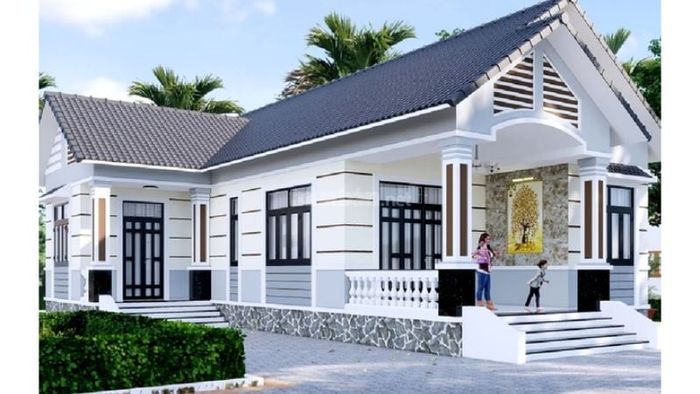 Mẫu nhà cấp 4 mái Thái hình chữ L 3 phòng ngủ