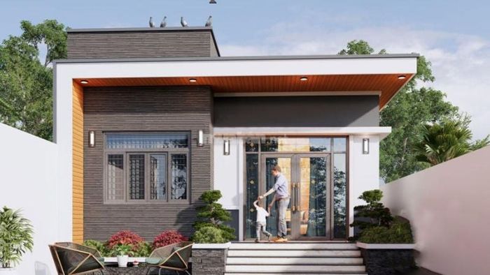 Mẫu nhà cấp 4 mái bằng với 3 phòng ngủ
