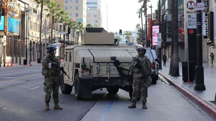 National Guard on patrol, addressing police brutality
